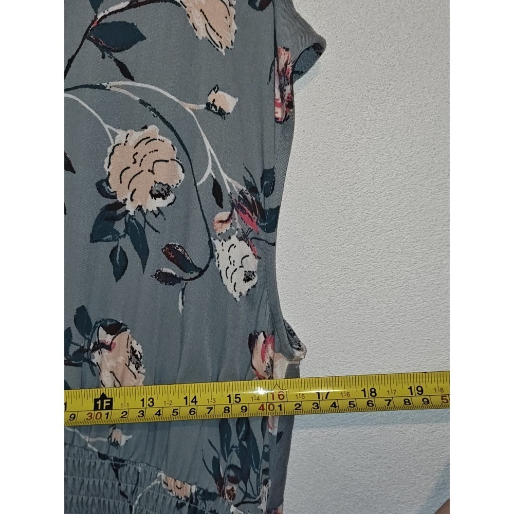 Maurices Womens M Blue Floral Midi Dress Smocked Waist Keyhole Back - Picture 11 of 12